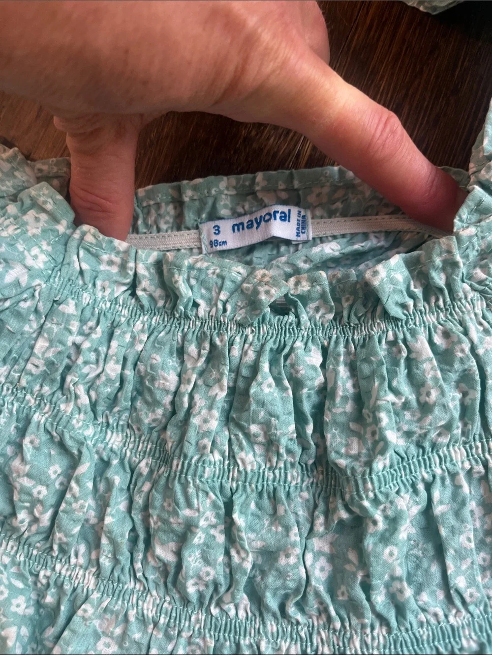 Brand New Mayoral - set of three Girls' light green Floral Smocked Top -